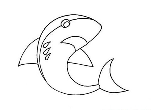 儿童动物水彩画：大鲨鱼画法步骤详细教程