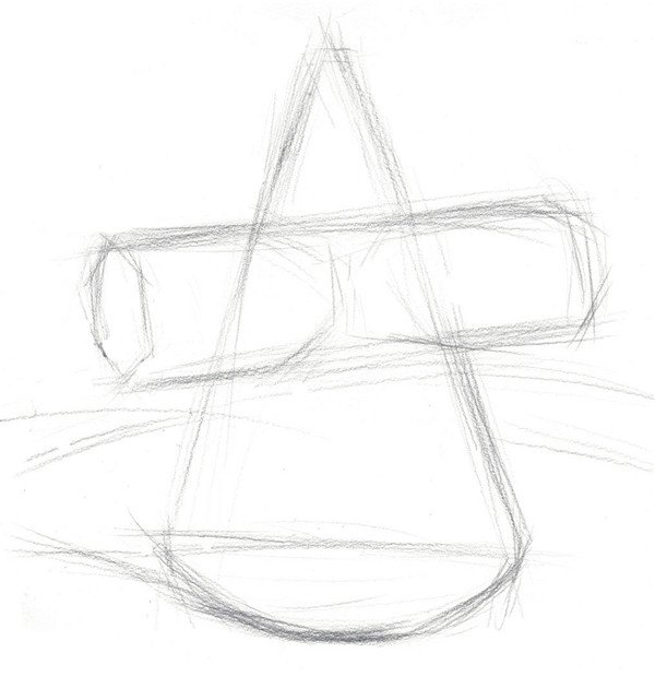 简单水粉画教程图解：水粉十字锥的绘画步骤