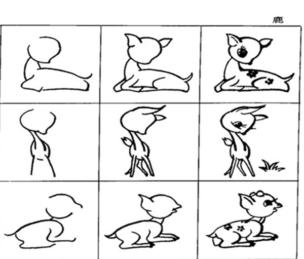 小动物简笔画：教你画小狗小鹿小兔子