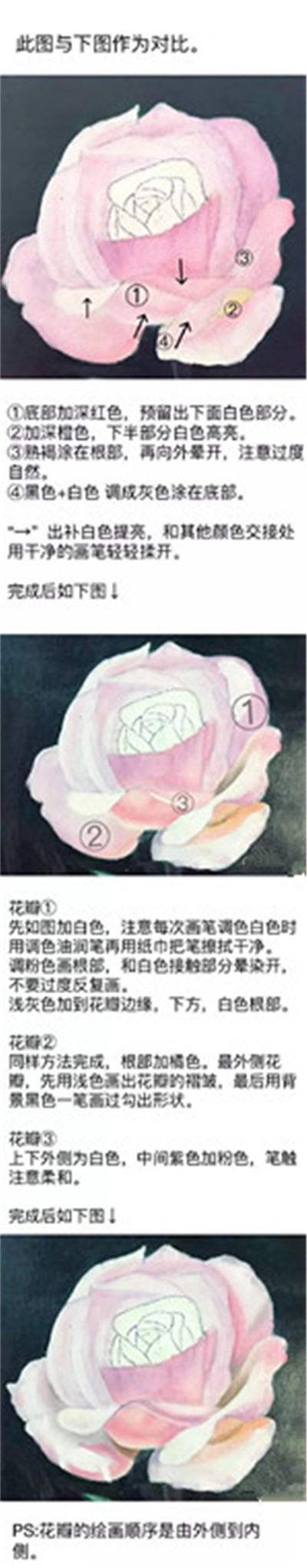玫瑰花油画绘画方法