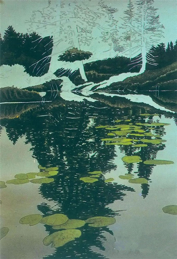 简单风景油画教程：水中的倒影