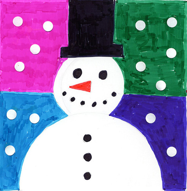 怎么用水彩画冬天雪人儿童画