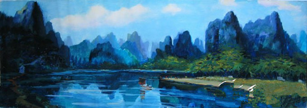 桂林山水水粉画欣赏