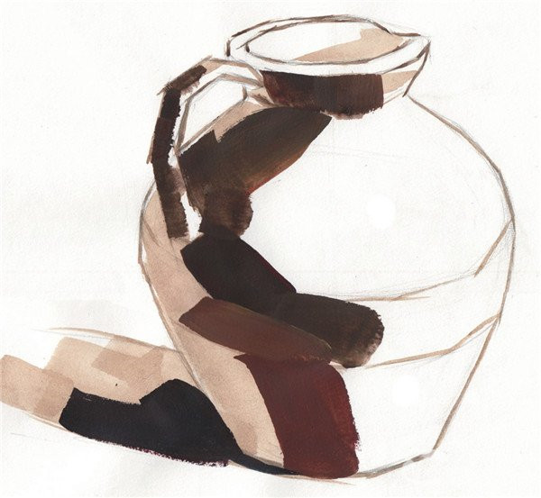 简单水粉画陶罐的画法教程