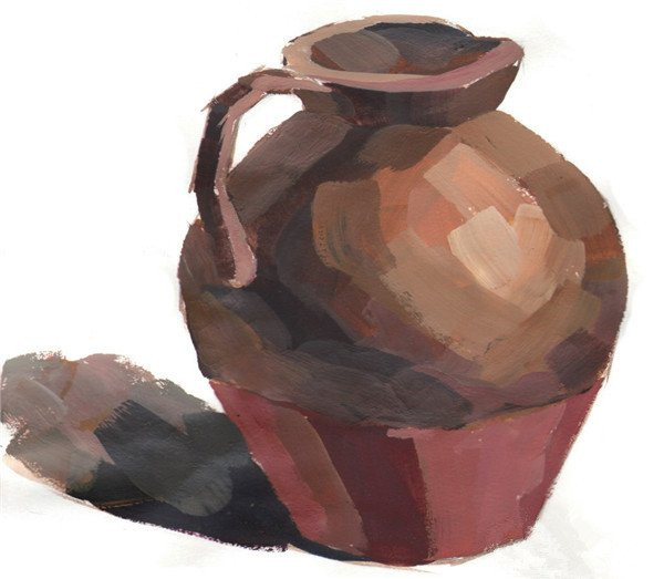 简单水粉画陶罐的画法教程