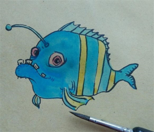 水彩小鱼儿童画教程