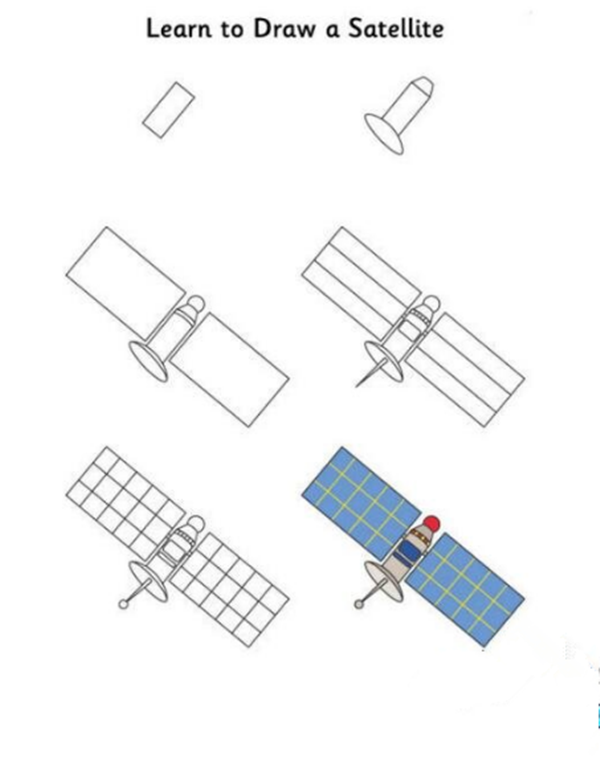 卫星怎么画 一等奖图片