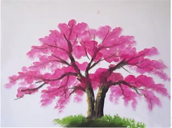 丙烯怎么画樱花树？