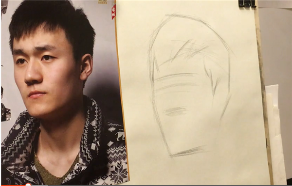 素描男青年头像图片