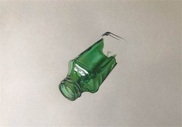 彩铅画玻璃瓶子