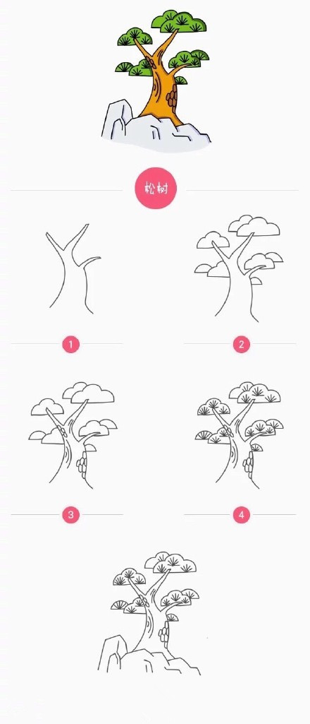 简单画松树的画法图片