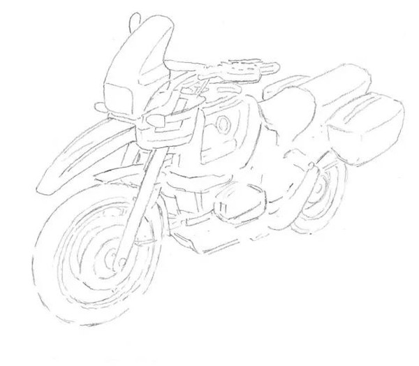 摩托车素描步骤图解