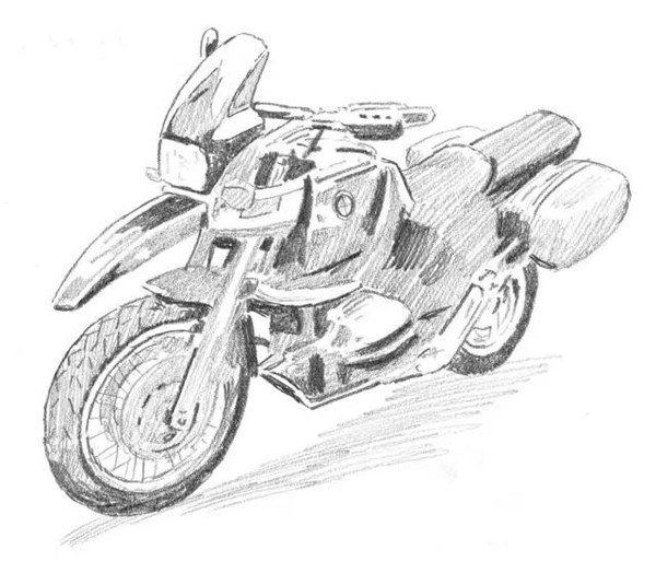 摩托车素描步骤图解
