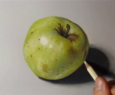 青苹果怎么画?逼真的青苹果手绘彩铅画教程