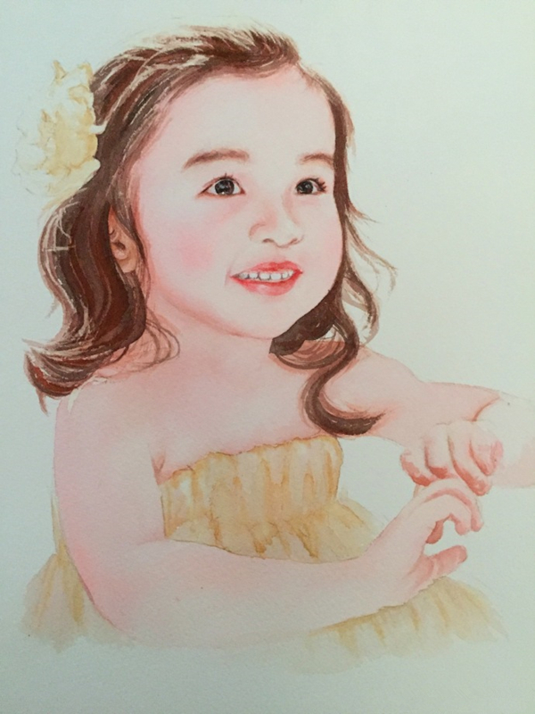 人物水彩画教程：水彩画可爱的小女孩