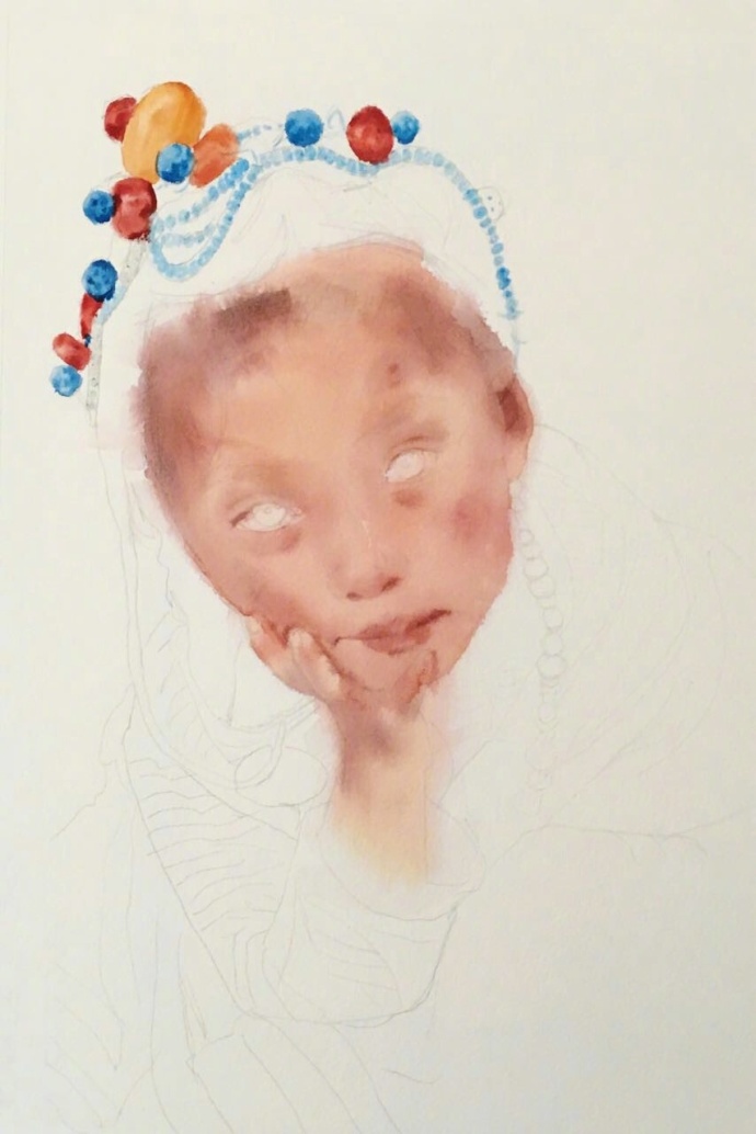 水彩人物画教程：水彩画藏族小女孩