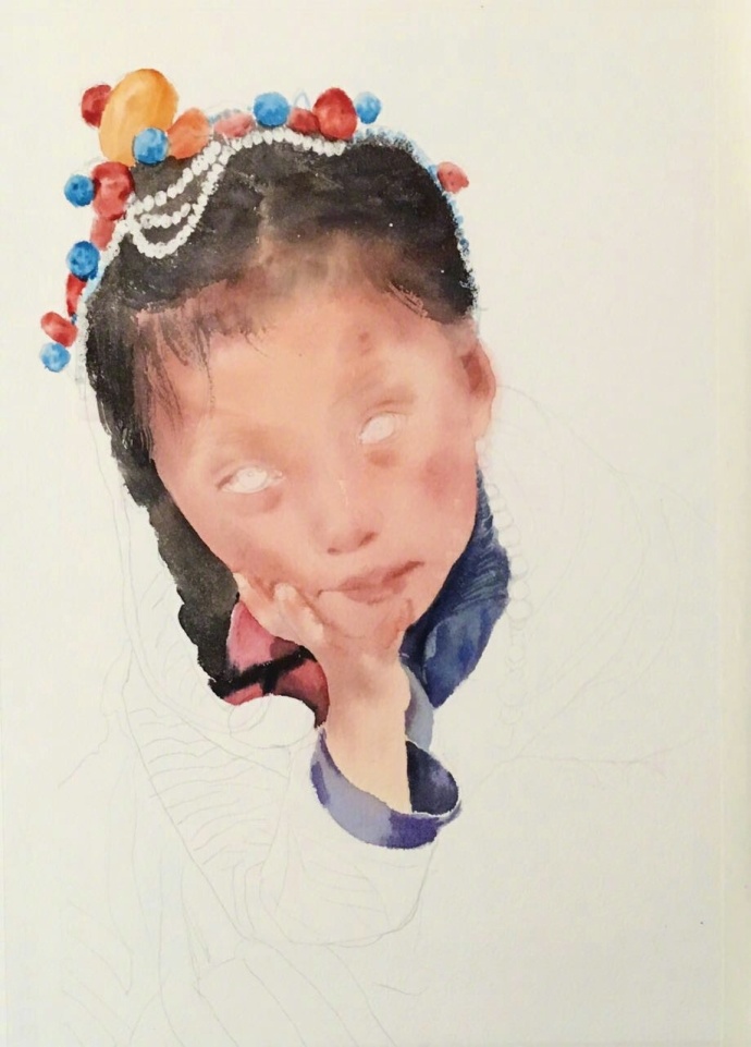 水彩人物画教程：水彩画藏族小女孩