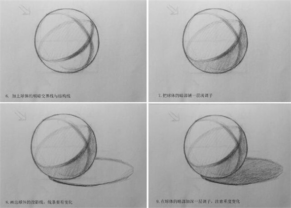 素描画圆球的步骤图片