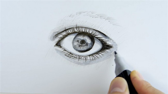 钢笔画教程：钢笔画眼睛的上色技巧教学