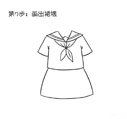 少女日式校服简笔画教程