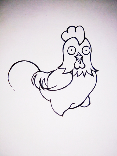 儿童画大公鸡怎么画?