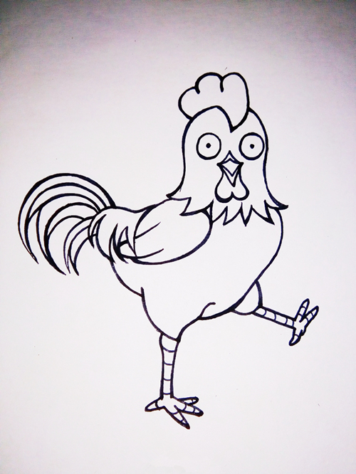 儿童画大公鸡怎么画?