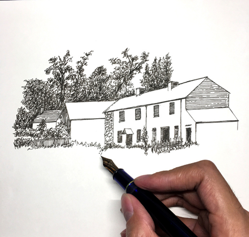钢笔画教程：钢笔画风景速写步骤图