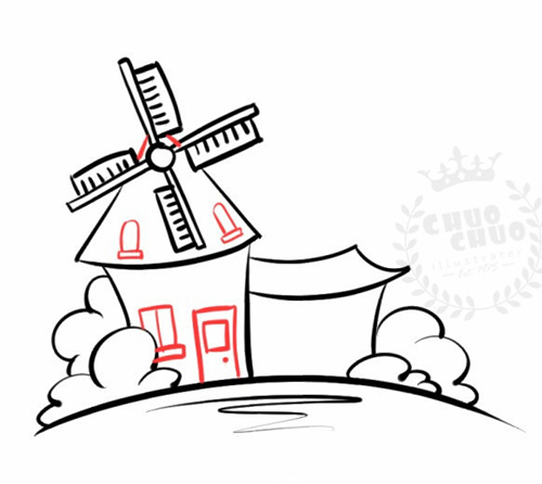 荷兰风车怎么画简笔画?