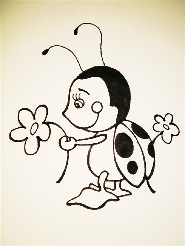 儿童画教程：萌萌的七星瓢虫绘画教学