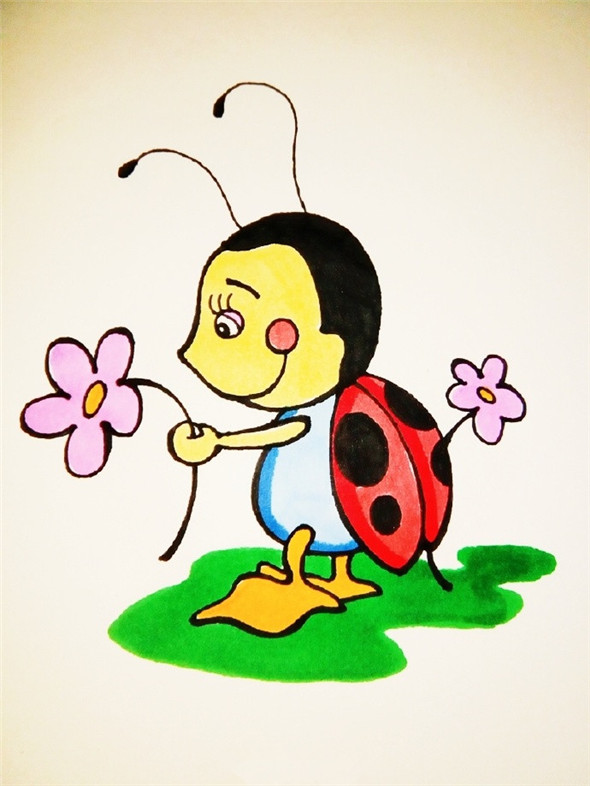 儿童画教程：萌萌的七星瓢虫绘画教学