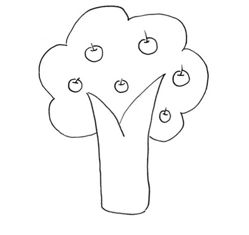 一棵苹果树 简笔画图片