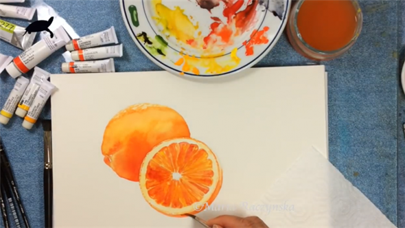 西柚怎么画?教你画水果西柚的水彩画