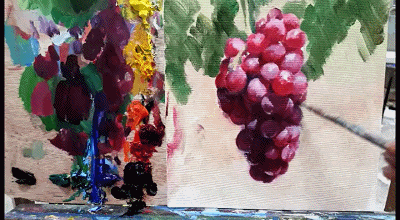 油画教程：油画葡萄的画法