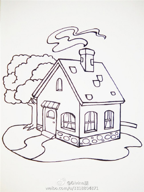 简单的画画 房子图片