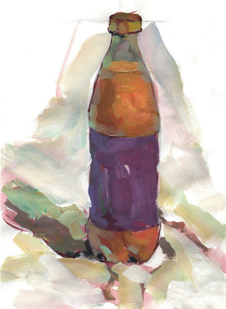 饮料瓶水粉画绘画步骤