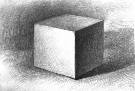 素描画石膏像正方体的基本步骤