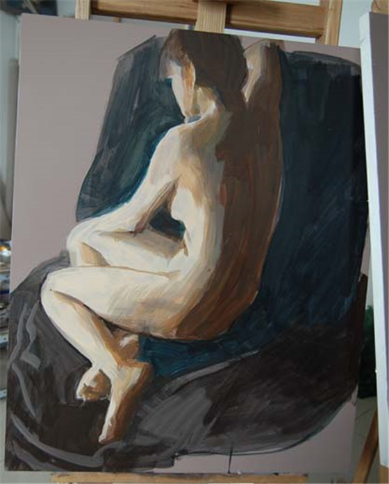 人体油画教程：女人体油画的手绘过程