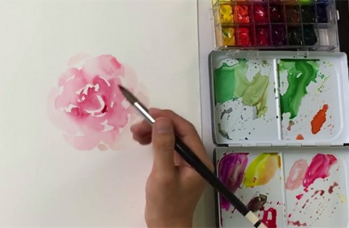 水彩画简单玫瑰花画法