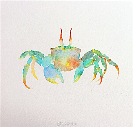 简单易学的螃蟹水彩画教程