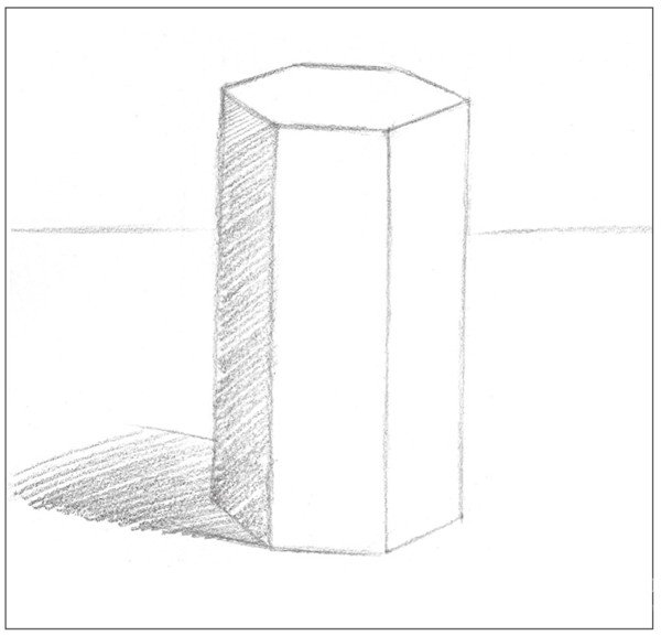 素描六棱柱的画法教程