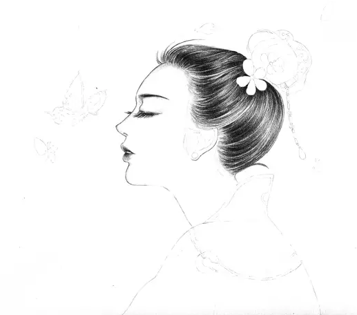 素描画古风美人教程