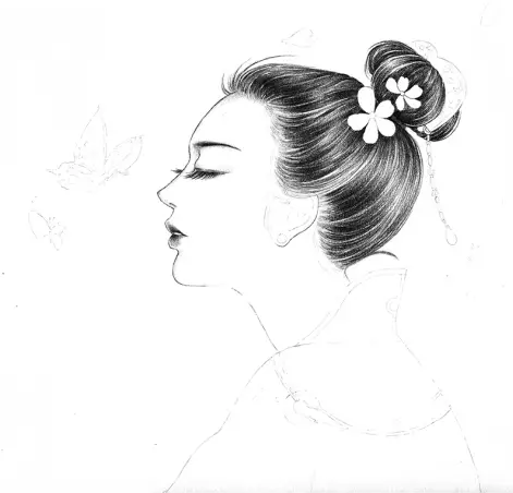 素描画古风美人教程