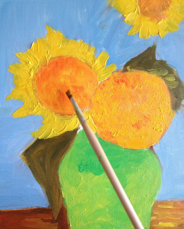 油画向日葵画法教程