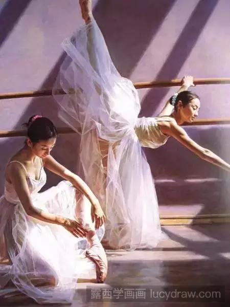 跳芭蕾舞女孩油画作品欣赏