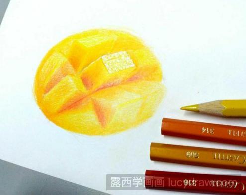 芒果彩铅画教程