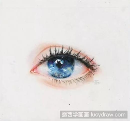 彩铅画教程：怎么画星空眼睛