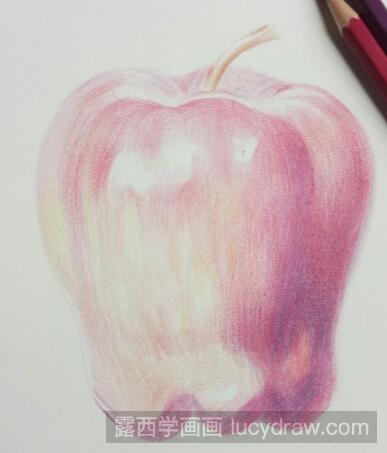 彩铅画教程：如何画一个红彤彤的平安果？