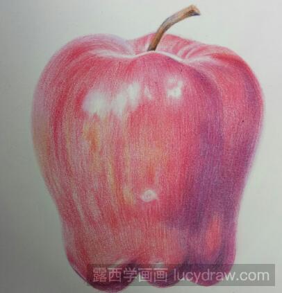 彩铅画教程：如何画一个红彤彤的平安果？