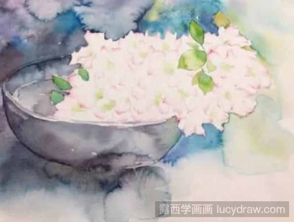 水彩画教程：怎么画白色海棠