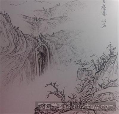 国画山水瀑布图怎么画